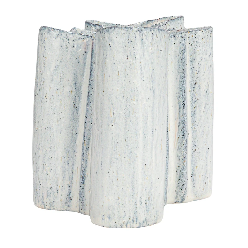 Hello Honey® 8.75" White Organic Stoneware Vase with Reactive Glaze