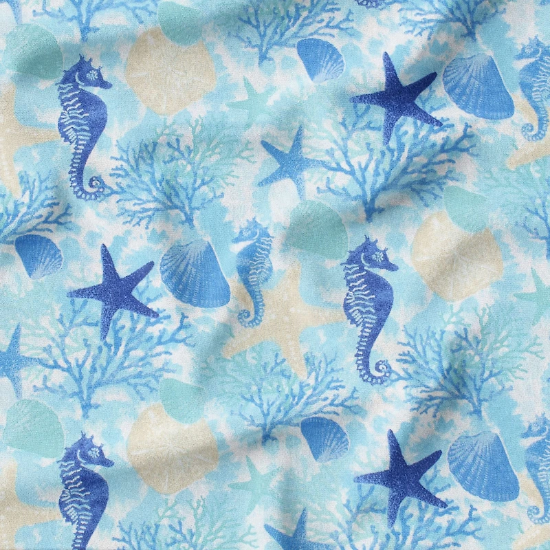 Fabric Editions Turquoise Sea Life Cotton Fabric