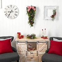 26" Bells & Bow Christmas Teardrop Swag