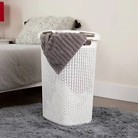 Mind Reader 60L Ventilated Slim Laundry Hamper with Cut Out Handles & Attached Hinged Lid, 2ct.