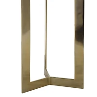 Gold Aluminum Geometric Accent Table with Black Marble Tabletop Set