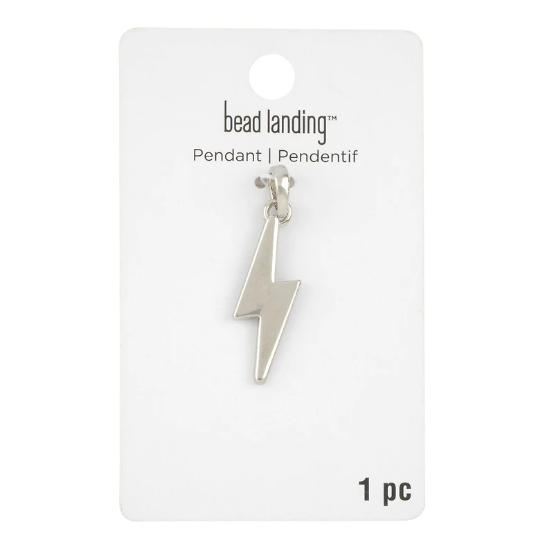 Silver Metal Lightning Bolt Pendant by Bead Landing™