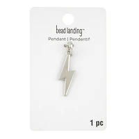 Silver Metal Lightning Bolt Pendant by Bead Landing™