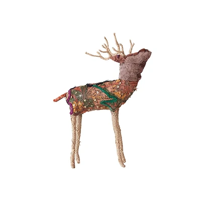 Hello Honey® 9" Multicolor Embroidered Reindeer Décor