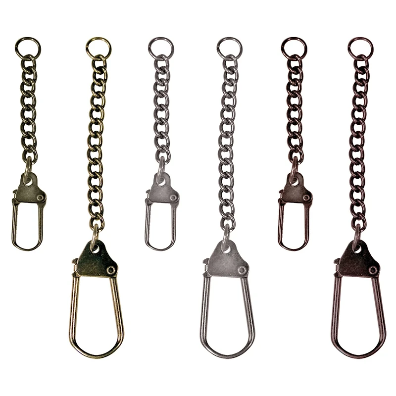 Idea-Ology Metal Swivel Clasp W/Chain 2.78" To 3.75" 12/Pkg-Antique Nickel, Brass & Copper