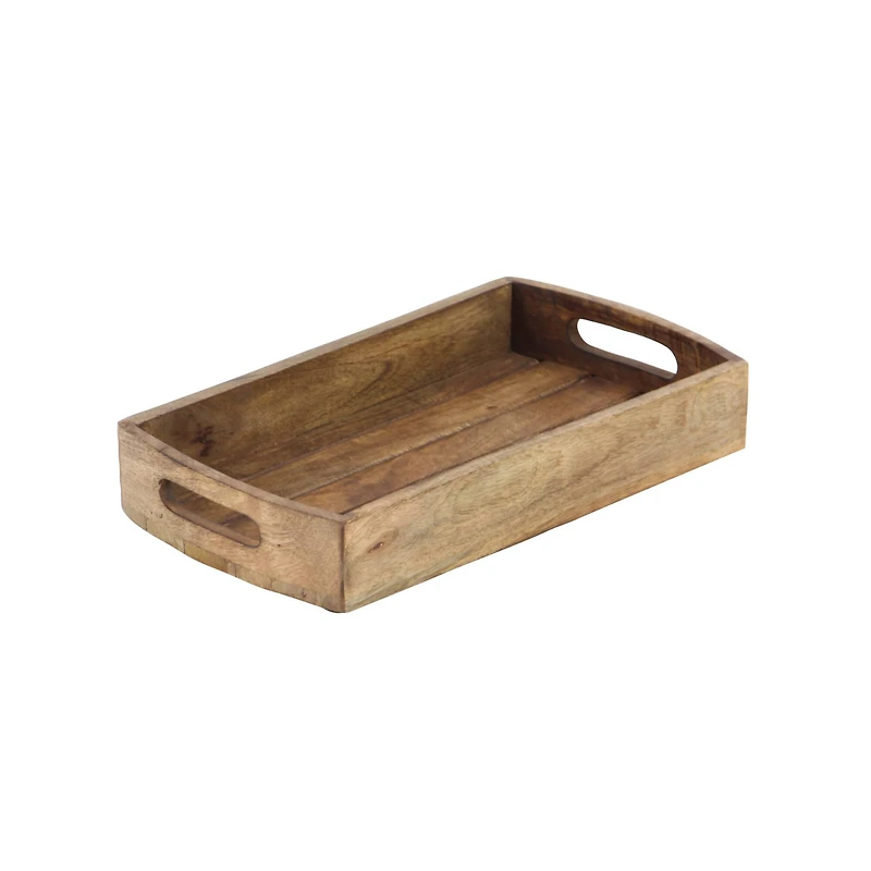 Light Brown Mango Wood Rustic Tray Set