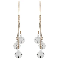 Cascading Christmas Jingle Bell Ornaments - 13.5" - White - Set of 2