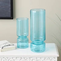 Blue Modern Round Glass Vase Set