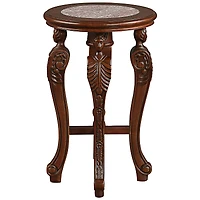 24" Four Caryatids Marble-Topped Hardwood Pedestal Table