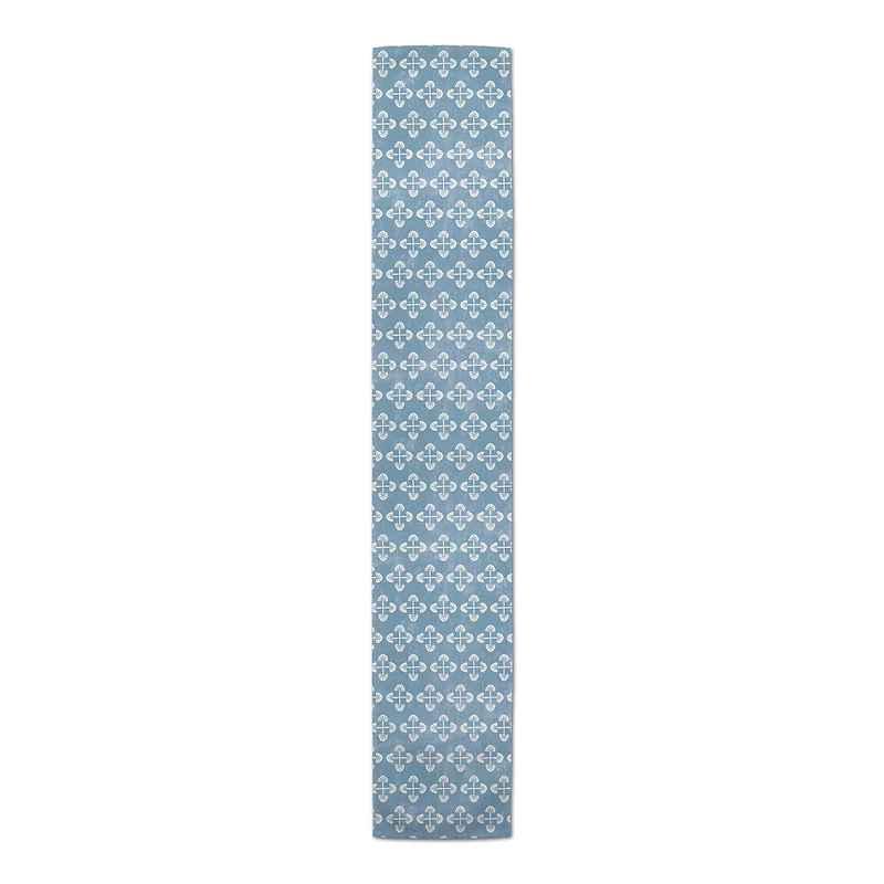 72" Blue Tribal Pattern Cotton Twill Runner