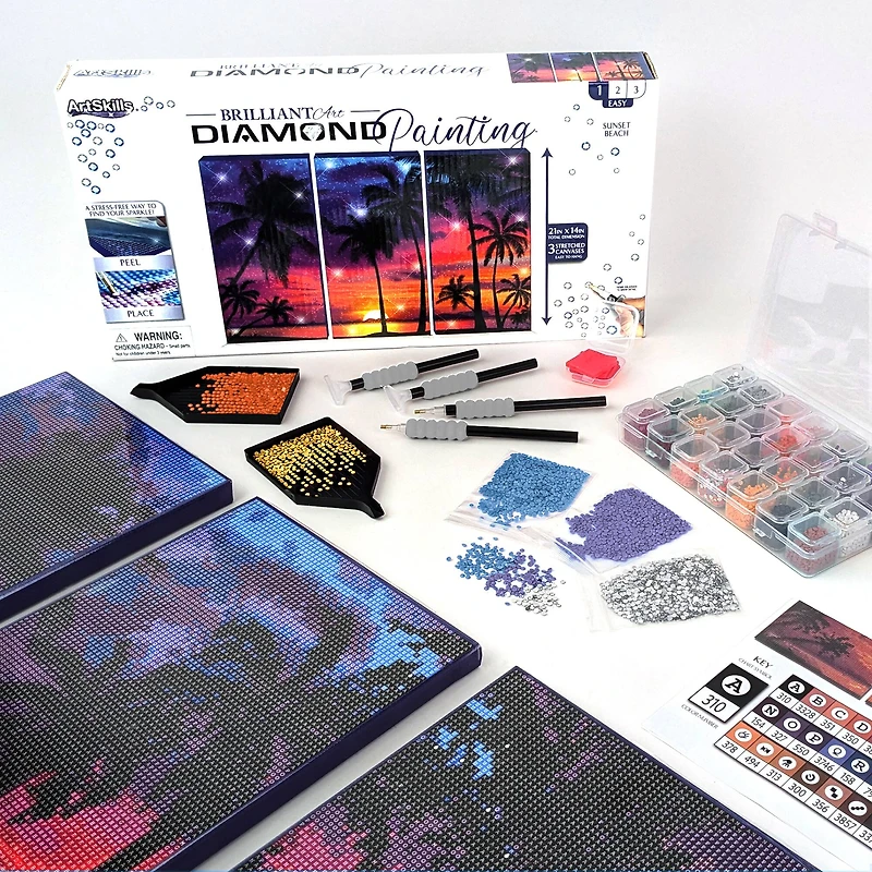 ArtSkills® Brilliant Art Beach Sunset Stretched Canvas Diamond Painting Kit