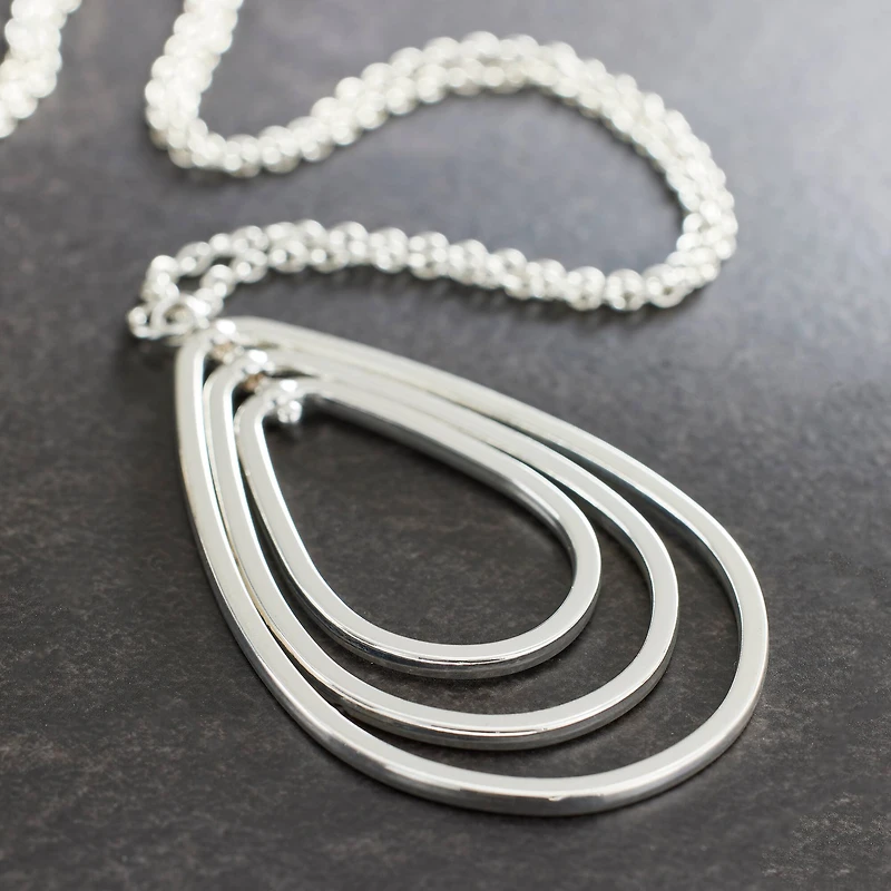 Silver Metal Concentric Teardrop Pendant by Bead Landing™