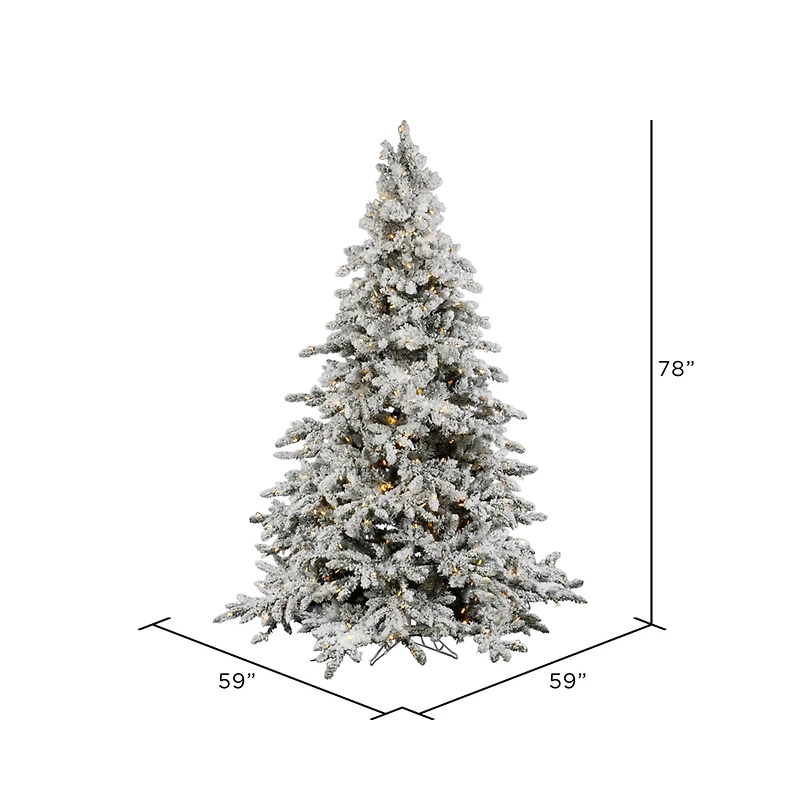 6.5ft. Pre-Lit Flocked Utica Fir Artificial Christmas Tree, Pure White LED Lights