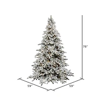 6.5ft. Pre-Lit Flocked Utica Fir Artificial Christmas Tree, Pure White LED Lights