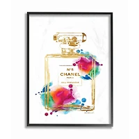 Stupell Industries Fashion Perfume Gold Rainbow in Black Frame Wall Art