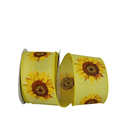 JAM Paper 2.5" x 10yd. Wired Faux Linen Sunflower Ribbon