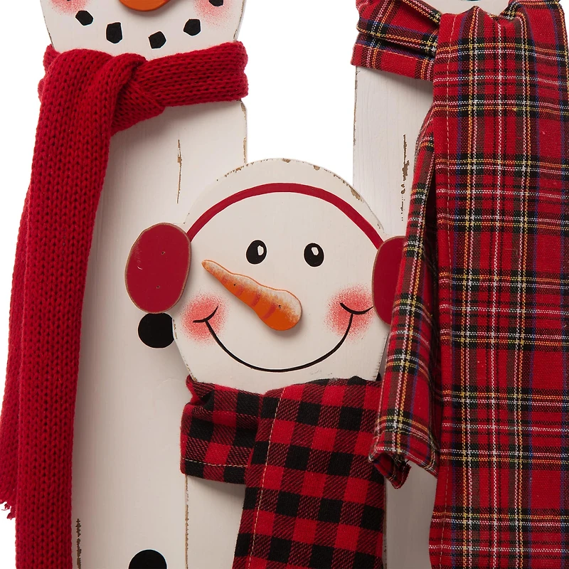Glitzhome® 35" Wooden Snowman Family Porch Sign