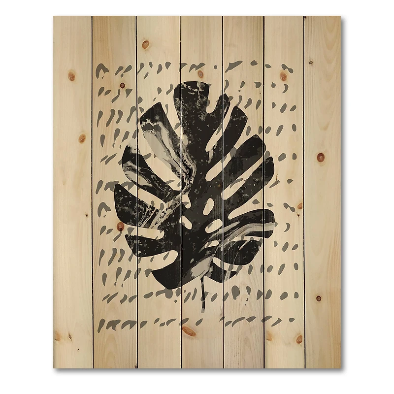 Designart - Minimal Tropical Palm Leaf On Grunge Texture