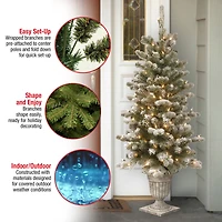 4ft. Pre-Lit Snowy Sheffield Spruce Entrance Artificial Christmas Tree, Twinkly™ LED Lights