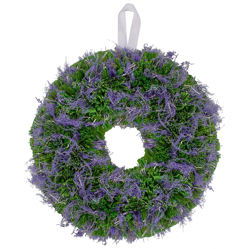 14.5" Purple Reindeer Moss & Green Twig Spring Wreath
