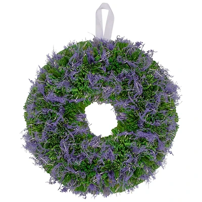 14.5" Purple Reindeer Moss & Green Twig Spring Wreath