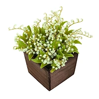 10" Lily-Of-The-Valley Flowers In Wood Box