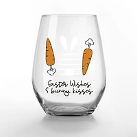15oz. Easter Wishes & Bunny Kisses Printed Stemless Wine Glass