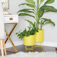 Yellow Modern Planter, Set of 2" 16", 13"