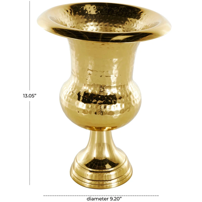 13" Gold Aluminum Hammered Goblet Vase