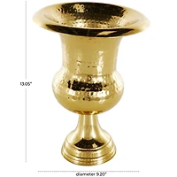 13" Gold Aluminum Hammered Goblet Vase
