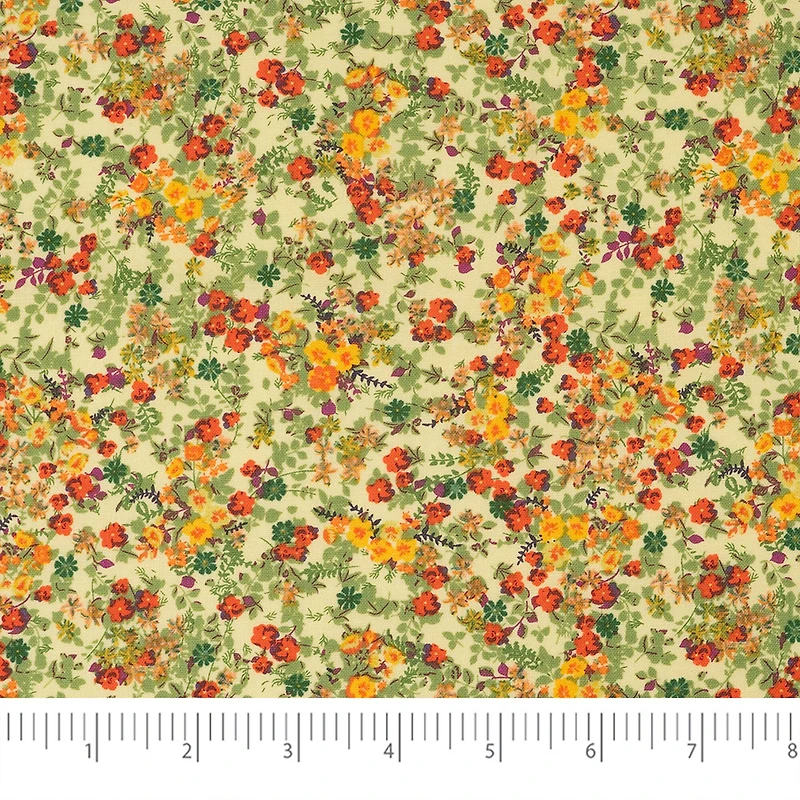 SINGER Yellow Floral Packed Cotton Fabric