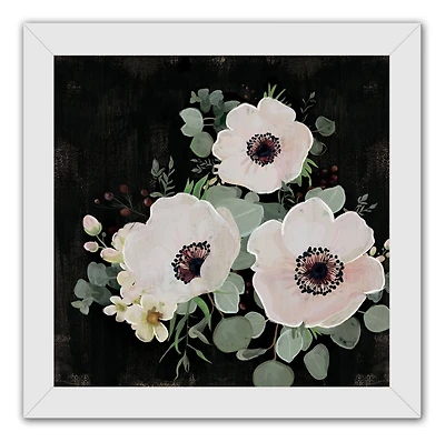 Moody Flowers Wall Print in White Frame