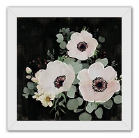 Moody Flowers Wall Print in White Frame