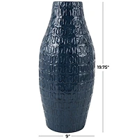 20" Dark Blue Metal Dimensional Textured Vase