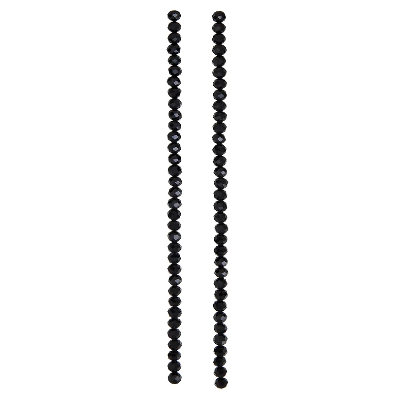 12 Pack: Black Faceted Glass Rondelle Beads, 6mm by Bead Landing™