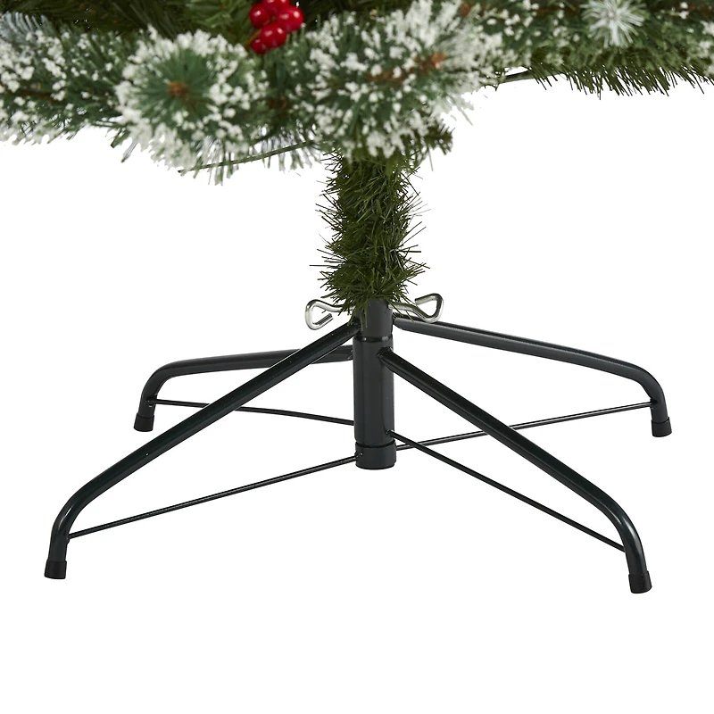 7ft. Pre-Lit Frosted Swiss Pine & Berries Artificial Christmas Tree with Clear LED Lights