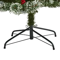 7ft. Pre-Lit Frosted Swiss Pine & Berries Artificial Christmas Tree with Clear LED Lights