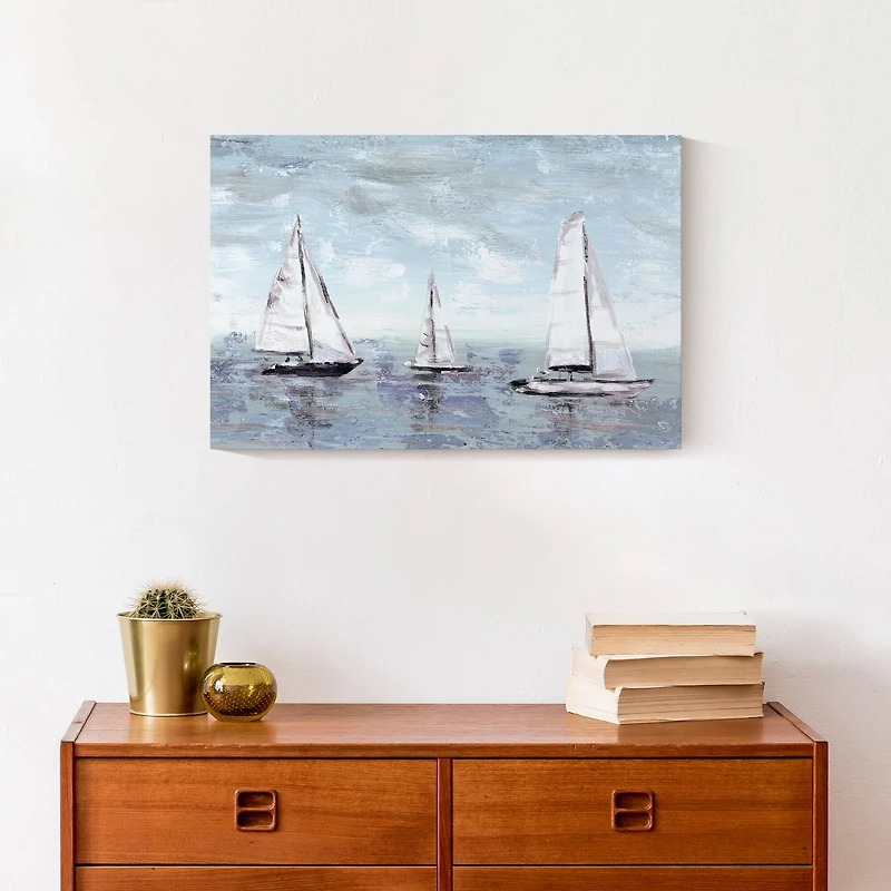 Boats on Horizon Canvas Wall Art