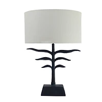 Hello Honey® 24" Black and Natural Leaf Shaped Table Lamp with Fabric Shade