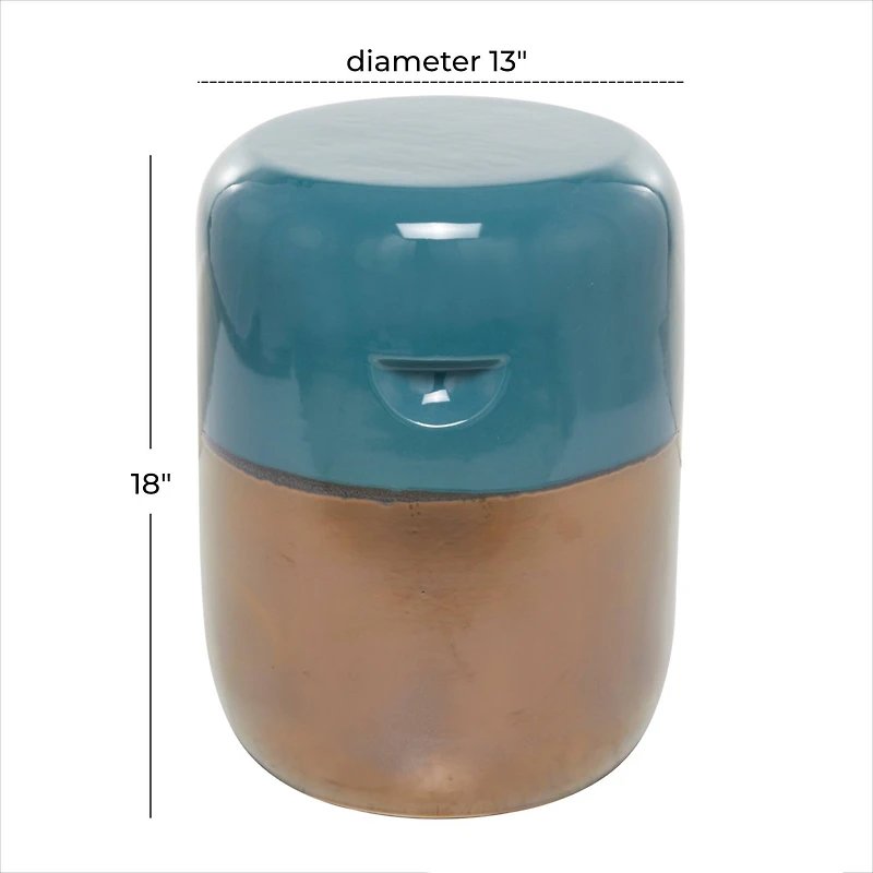 Blue Stoneware Contemporary Accent table 13" x 13" x 18"