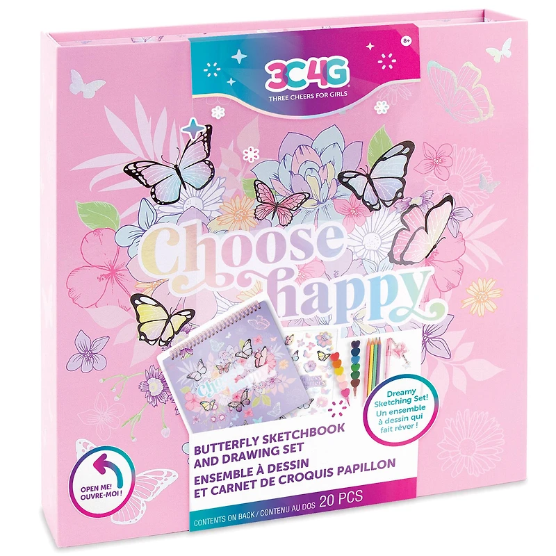 Make It Real 3C4G: Butterfly Sketchbook & Drawing Set, 20pcs