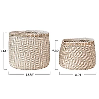 Hello Honey® Natural & White Hand-Woven Seagrass & Paper Baskets with Pattern Set