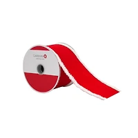 2.5" x 15ft. Red with White Fluff Edges Wired Ribbon by Celebrate It®