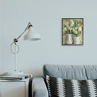 Stupell Industries White Tulips in Charming Country Pitchers Wall Art in Black Frame