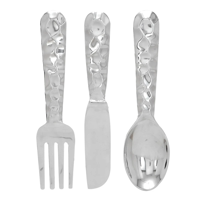 Silver Aluminum Utensils Wall Decor Set