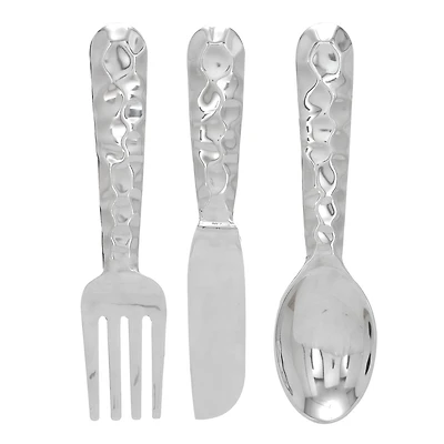 Silver Aluminum Utensils Wall Decor Set