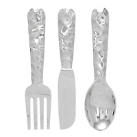 Silver Aluminum Utensils Wall Decor Set