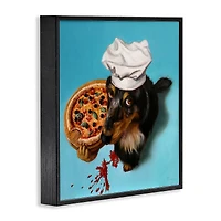 Stupell Industries Dog Chef Pizza Bite Portrait Framed Giclee Art