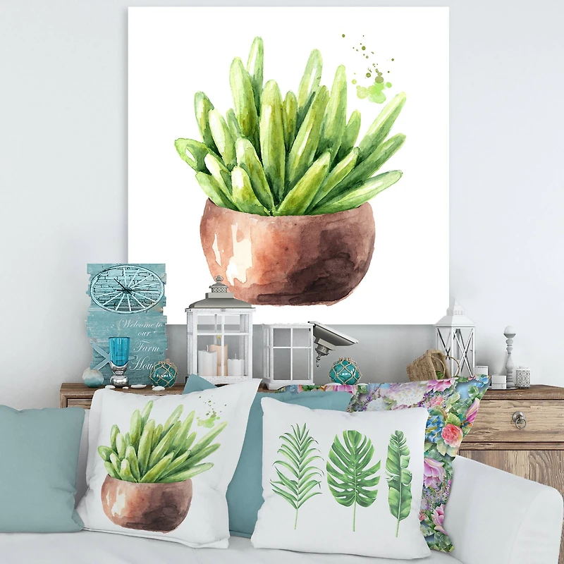 Designart - Succulent Flower In Terracotta Pot I