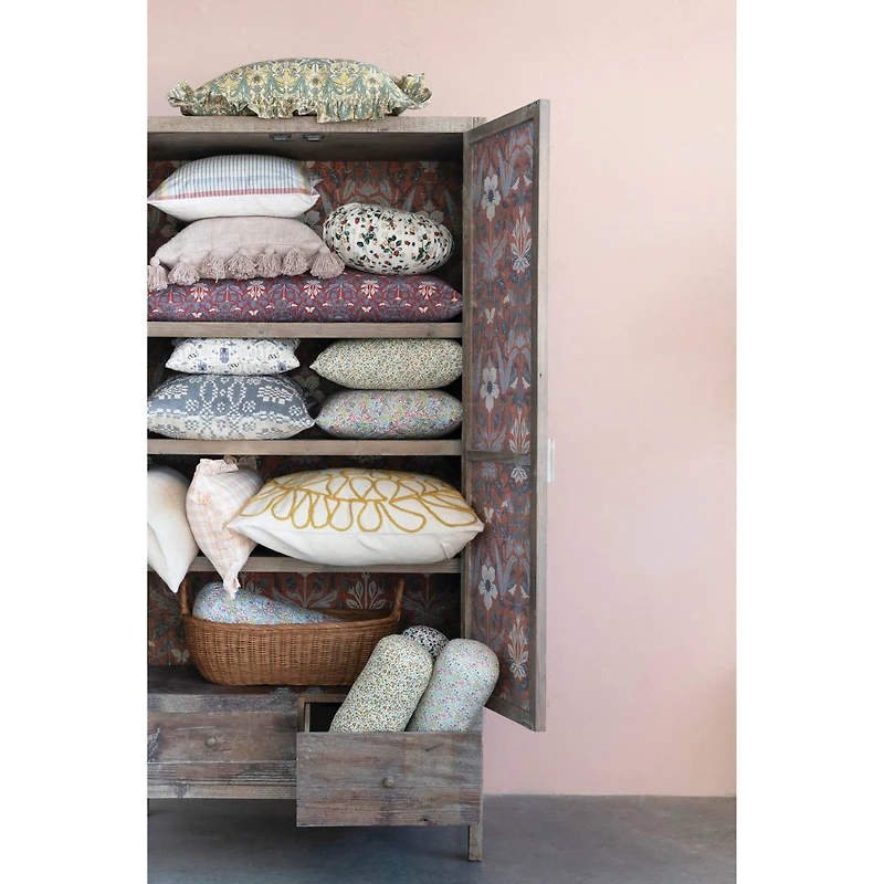 Hello Honey® Mustard Embroidery Cotton Slub Pillow